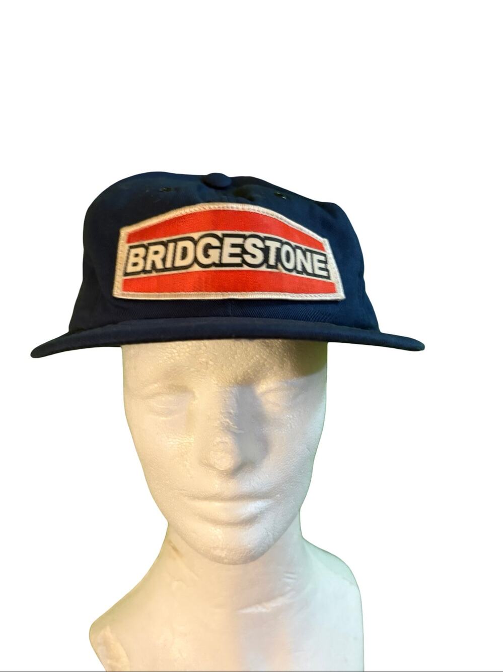 Vintage Bridgestone Motorsports Snapback Hat Blue Racing Patch Cap Made in USA